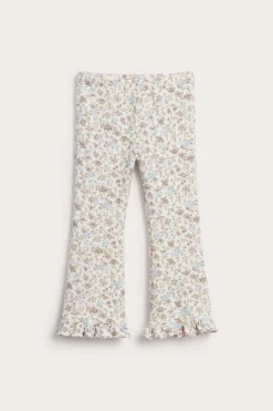 Kids' white floral jersey trousers with frill