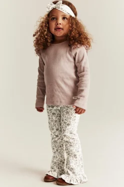 Kids' white floral jersey trousers with frill