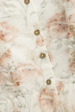 Kids white floral mesh dress