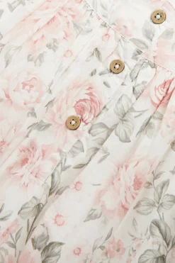 Kids white floral puff sleeve dress