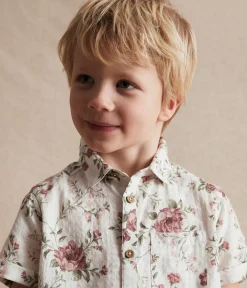 Kids white floral short-sleeved shirt