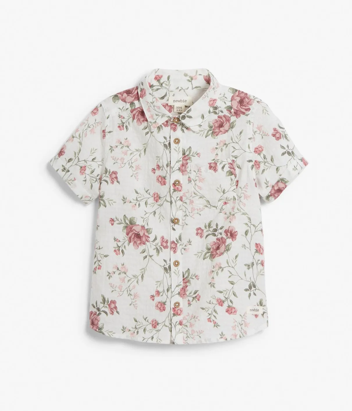 Kids white floral short-sleeved shirt