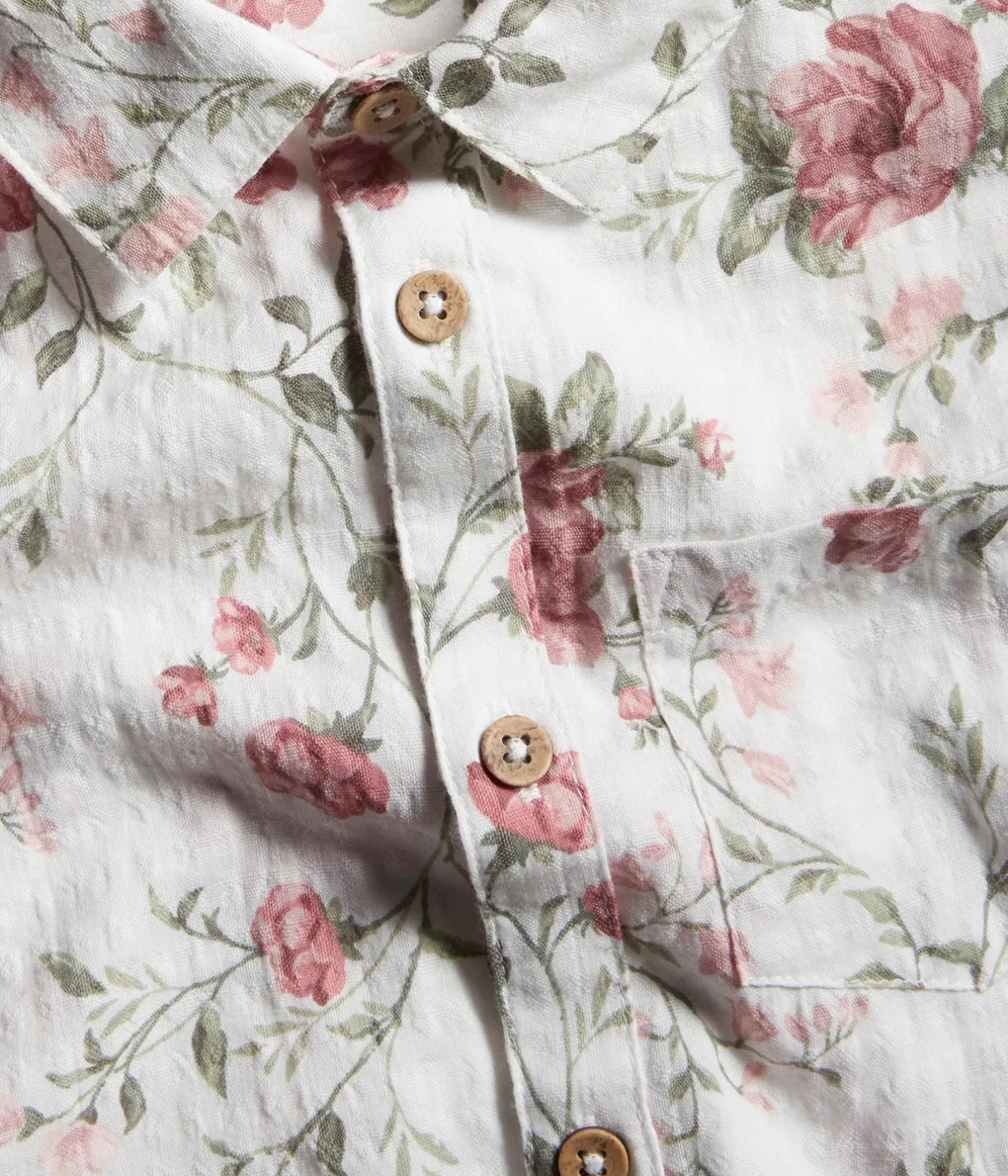 Kids white floral short-sleeved shirt