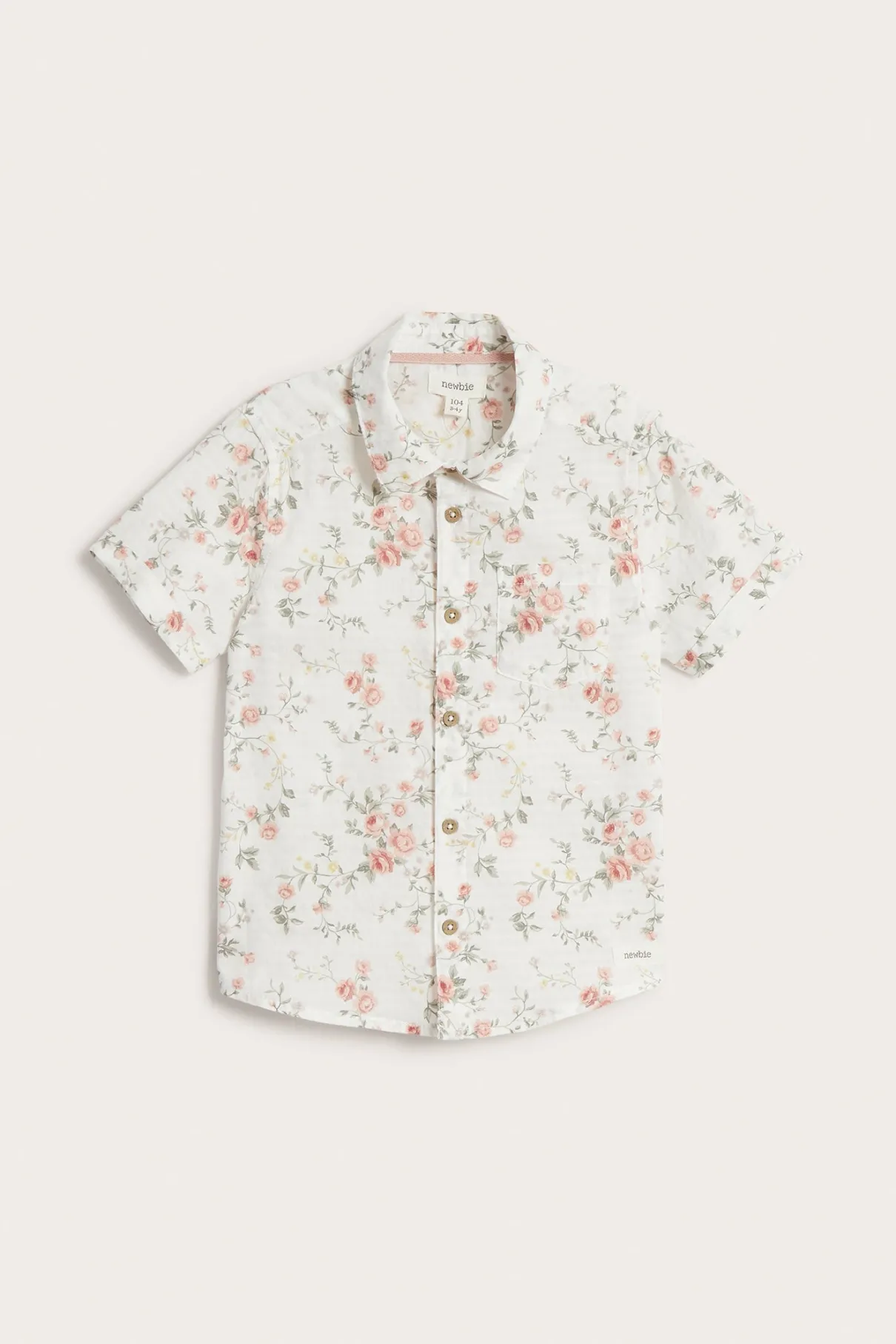 Kids white floral short sleeved shirt