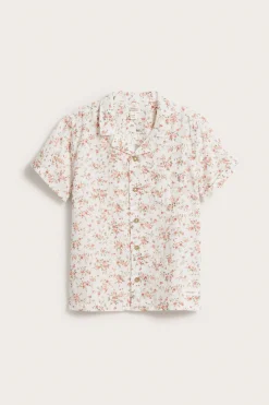 Kids white floral short-sleeve shirt