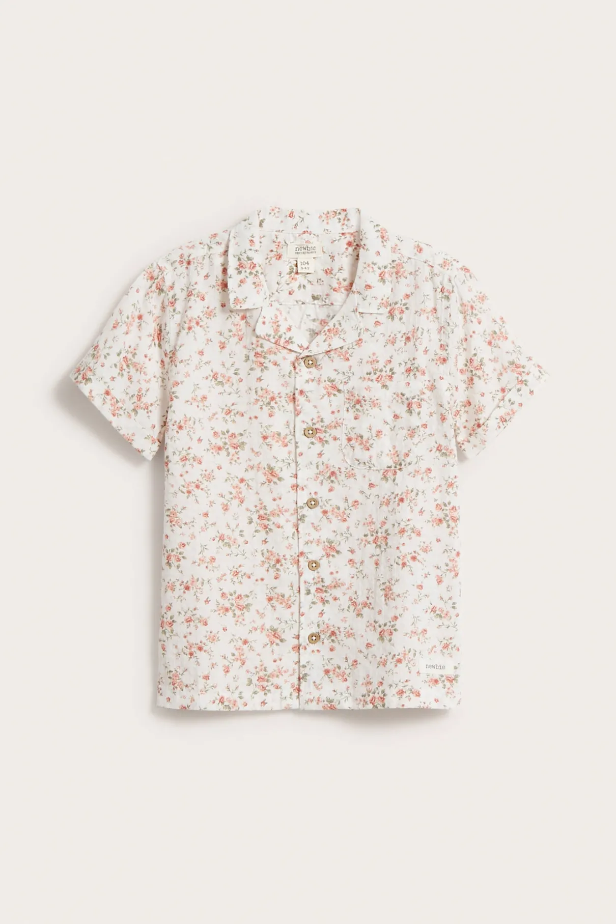 Kids white floral short-sleeve shirt
