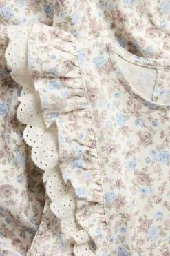 Kids' white floral sleeveless dress with lace