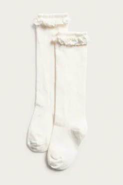 Kids white lace knee socks