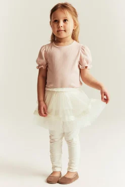 Kids white leggings with tulle skirt
