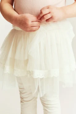 Kids white leggings with tulle skirt