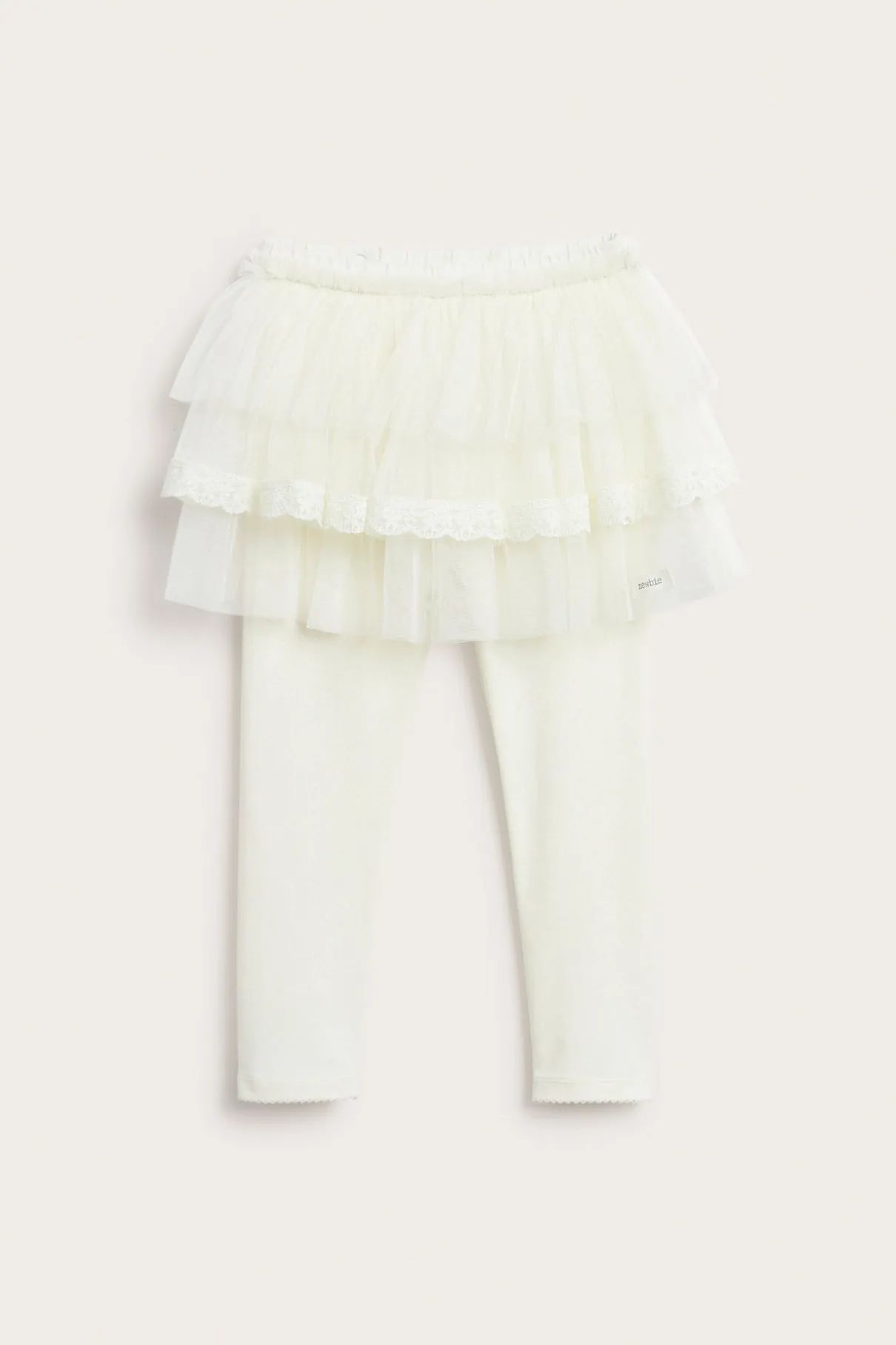 Kids white leggings with tulle skirt