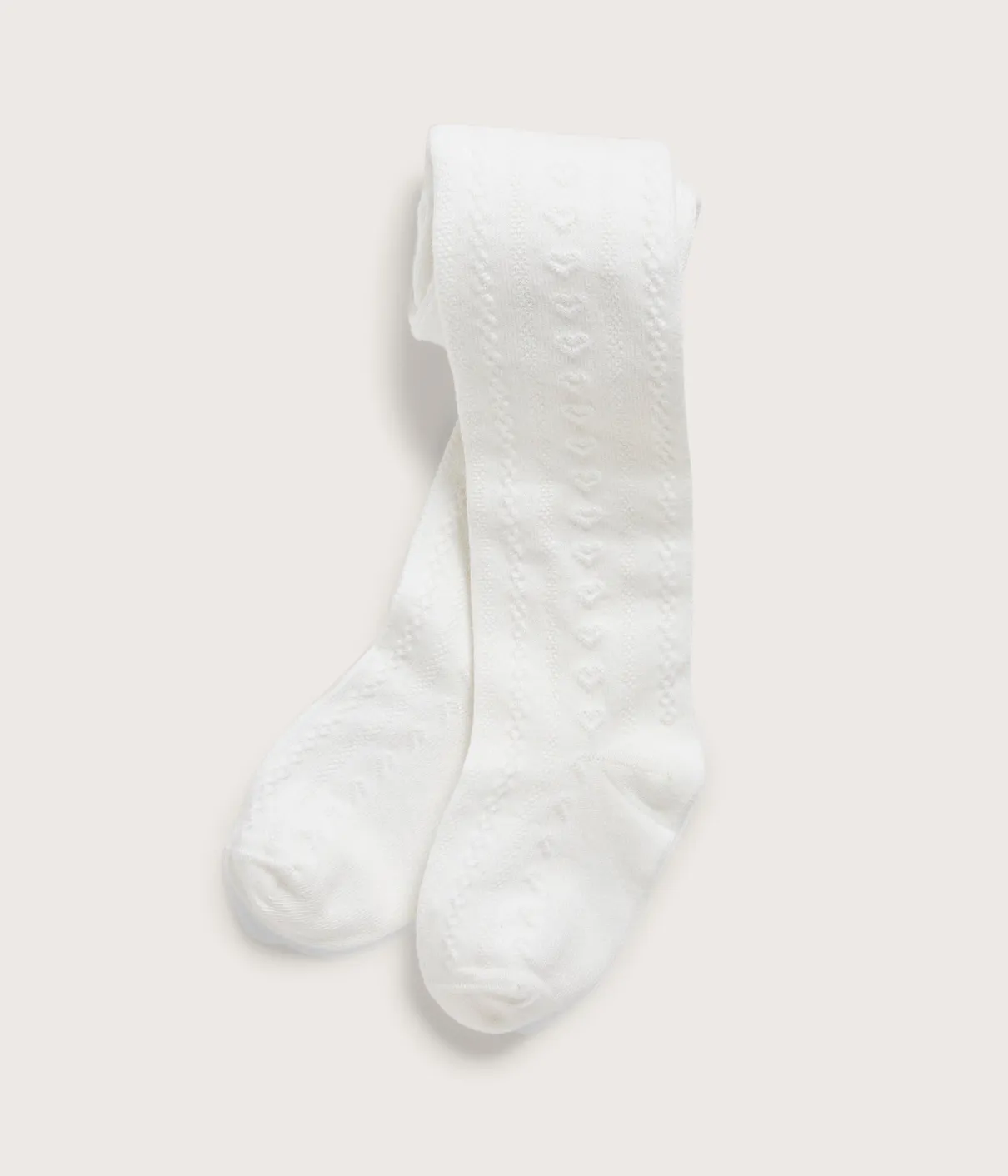 Kids white pattern-knit tights