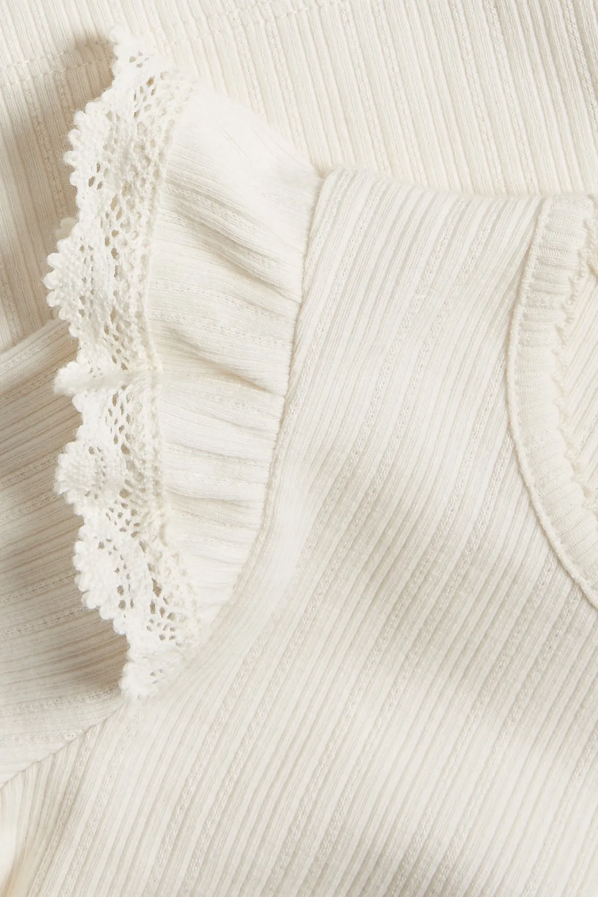Kids white ribbed top with frills