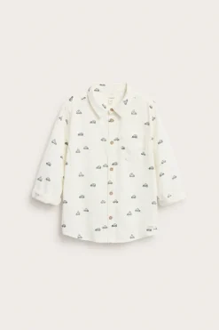 Kids' white shirt with car print
