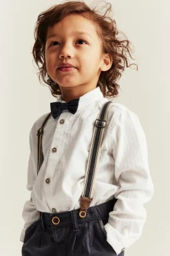Kids white shirt with collar and bow tie