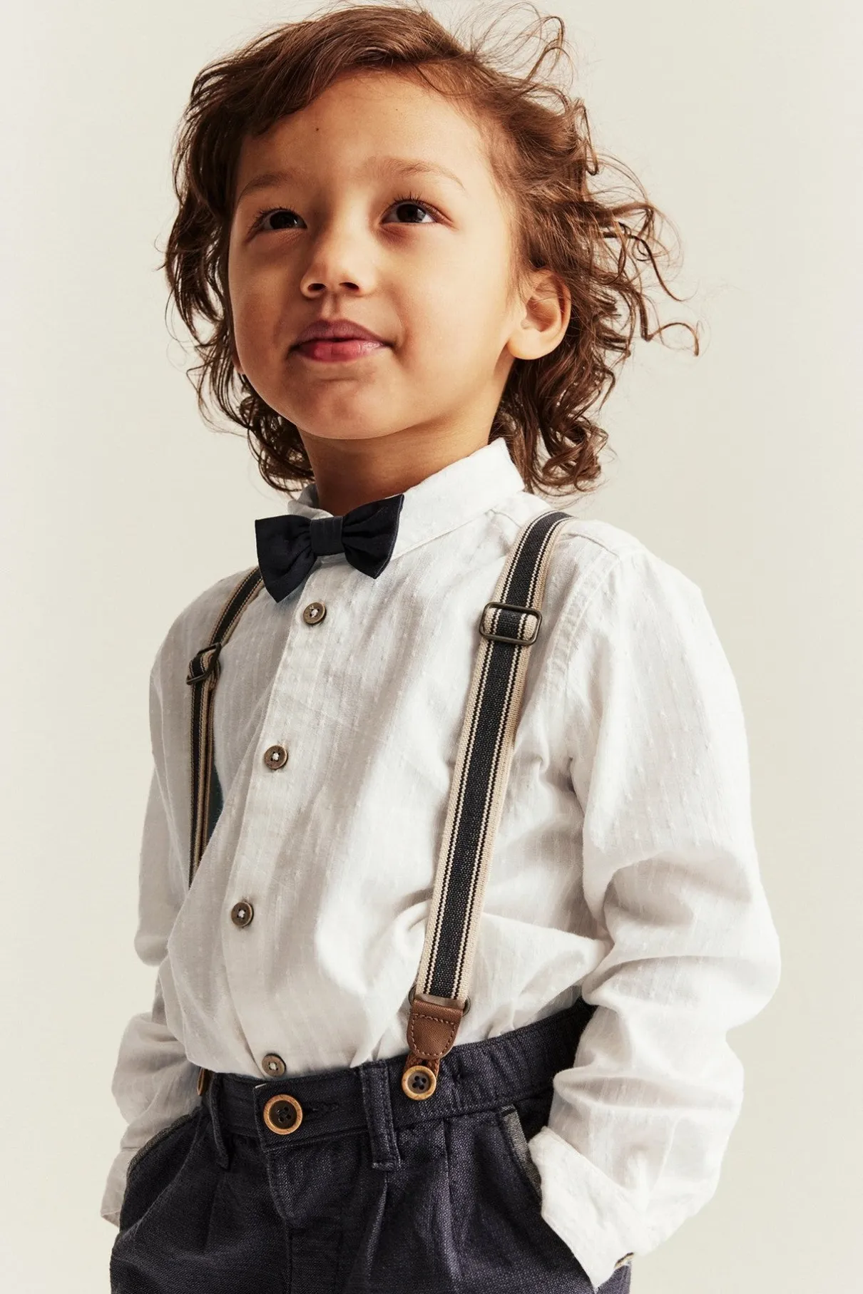 Kids white shirt with collar and bow tie