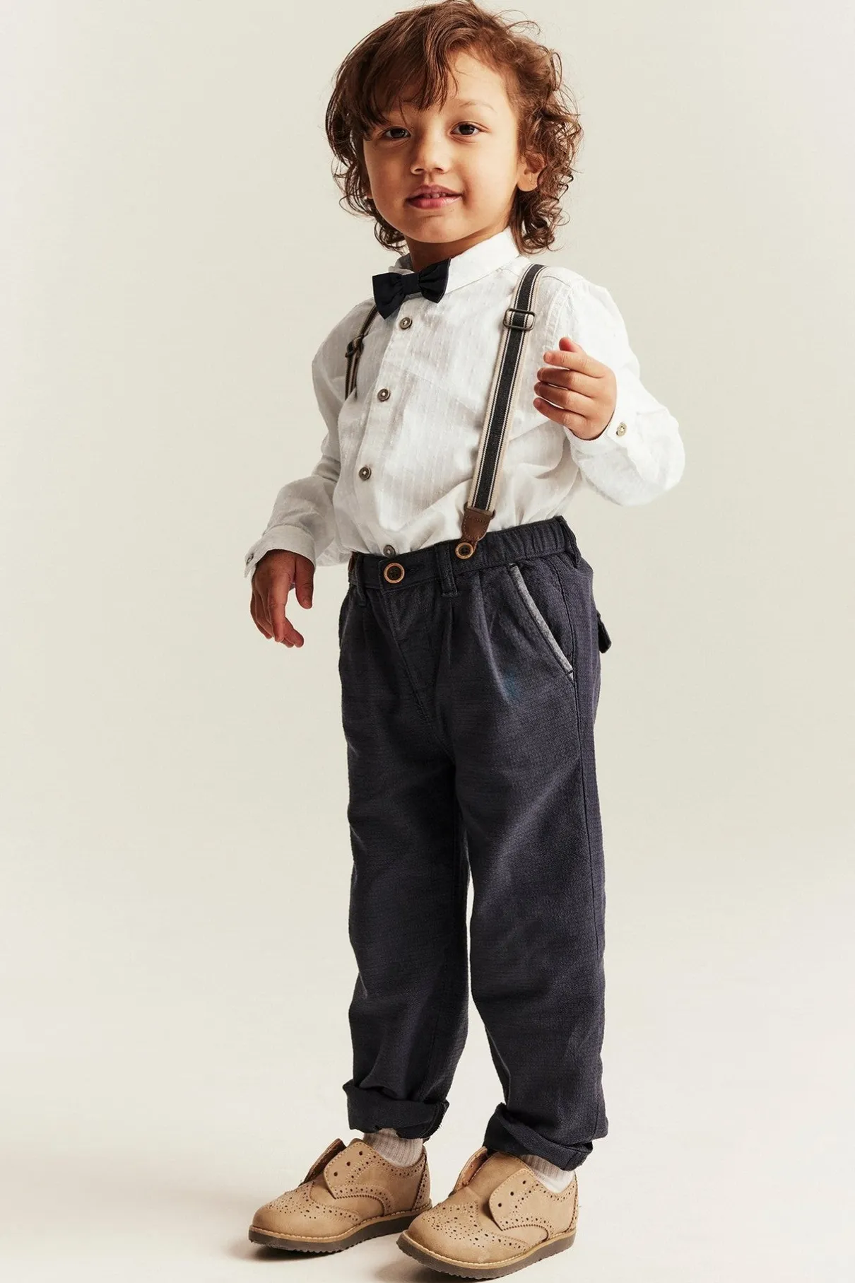 Kids white shirt with collar and bow tie