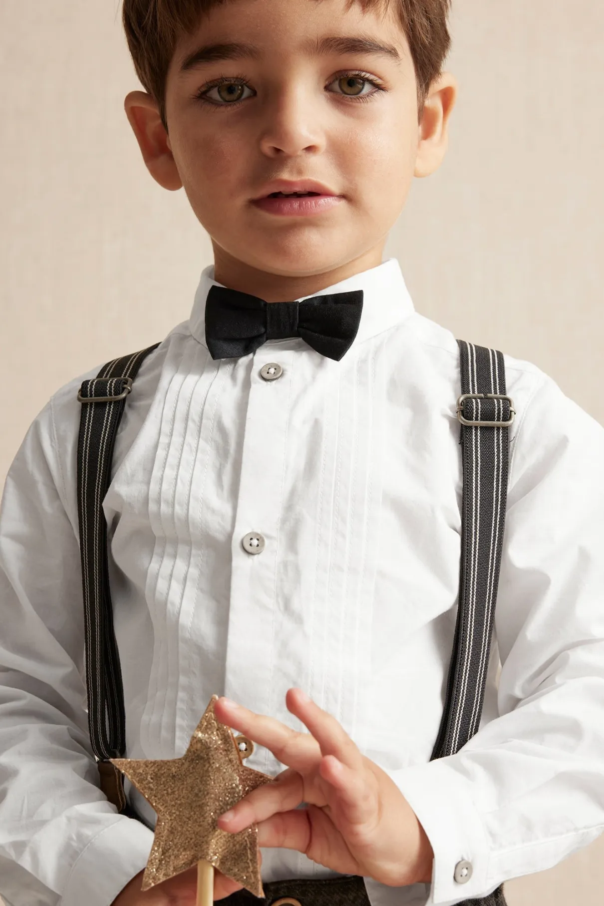 Kids white tuxedo bow tie shirt
