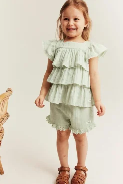 Kids woven shorts with frill