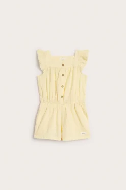 Kids yellow embroidered jumpsuit