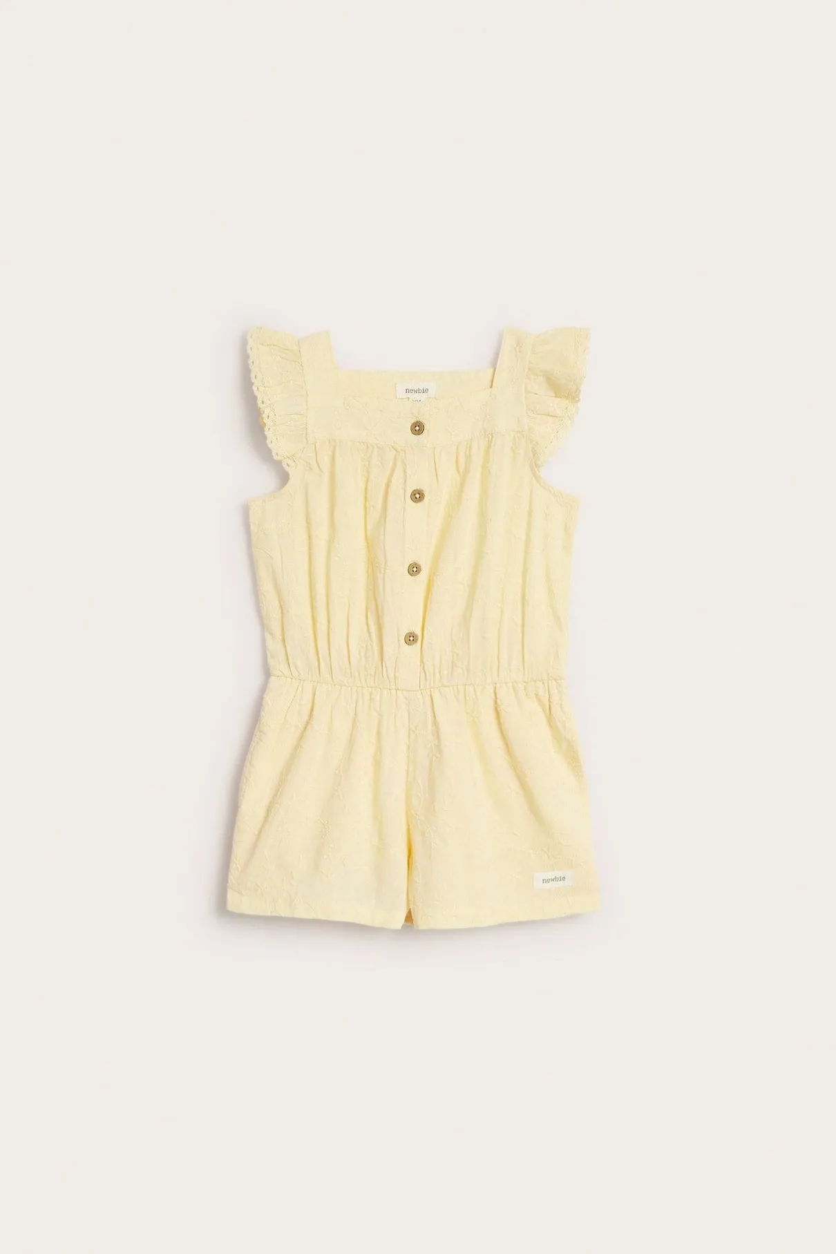 Kids yellow embroidered jumpsuit