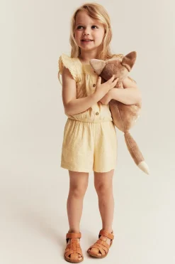 Kids yellow embroidered jumpsuit