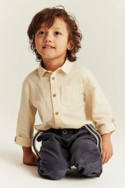 Kids yellow woven shirt with collar