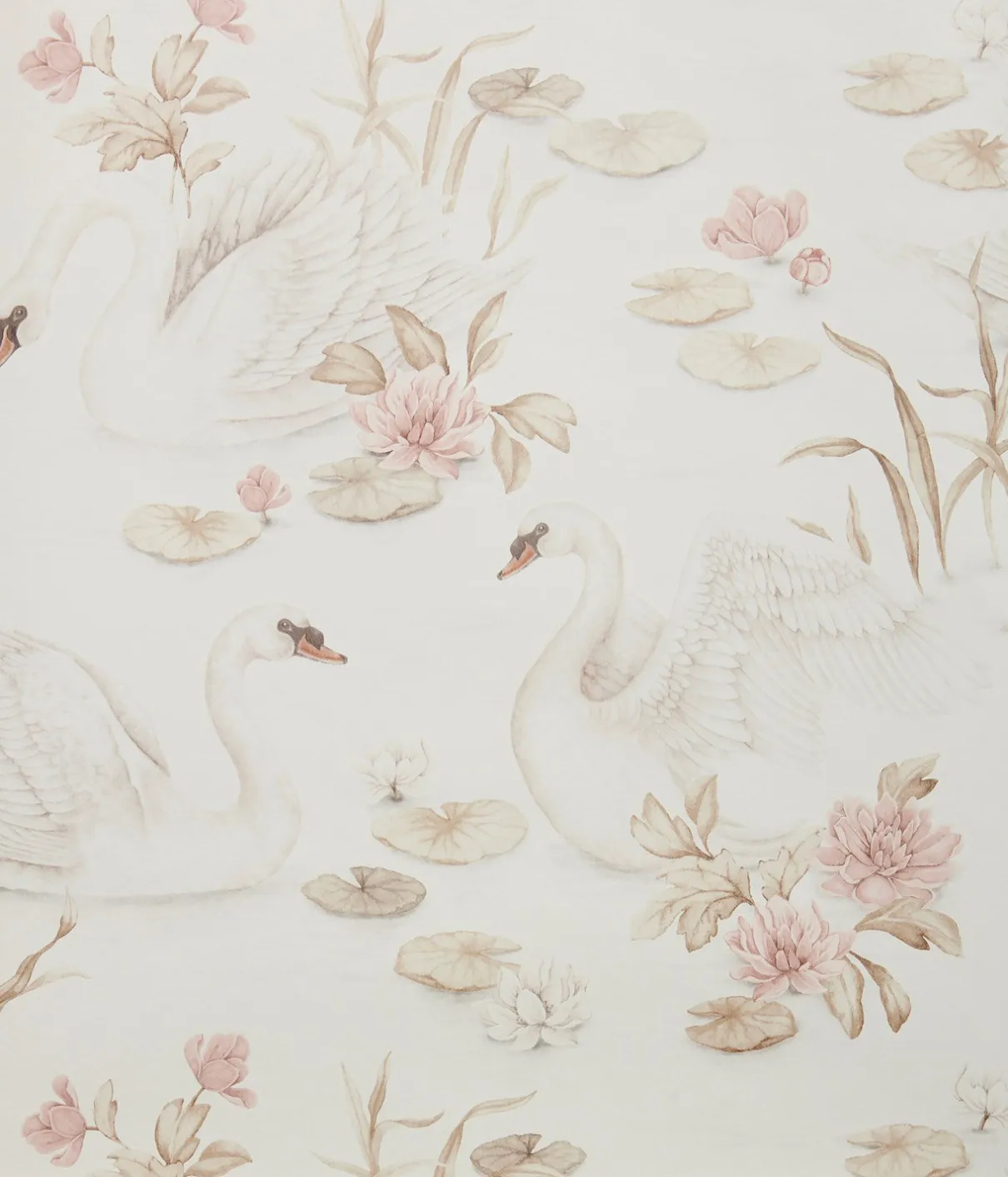 Lily swan beige wallpaper