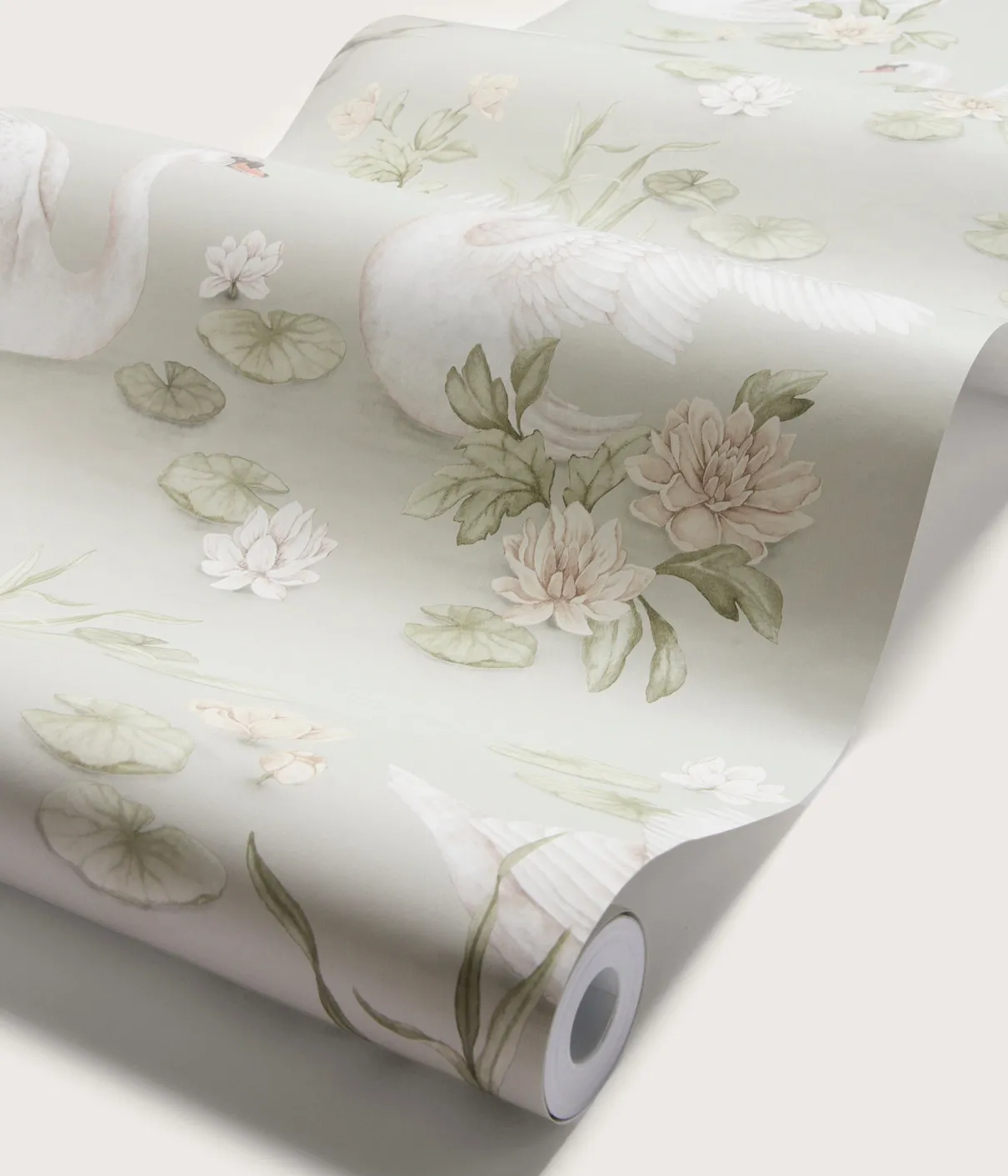 Lily swan green wallpaper