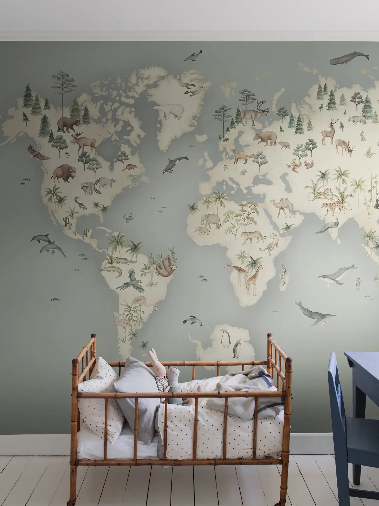Little Explorer Mural blue wallpaper