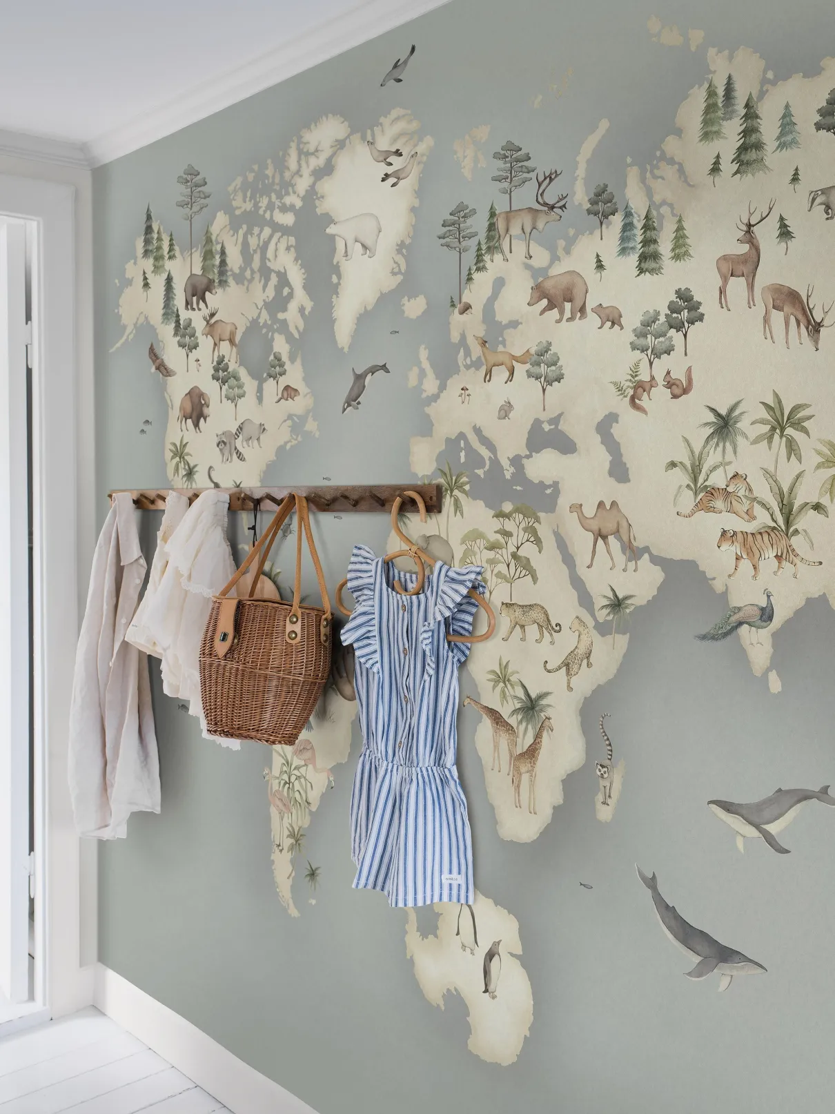 Little Explorer Mural blue wallpaper