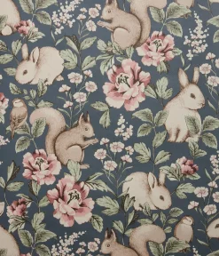 Magic Forest dark blue animal wallpaper