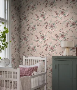 Nomi pink floral wallpaper