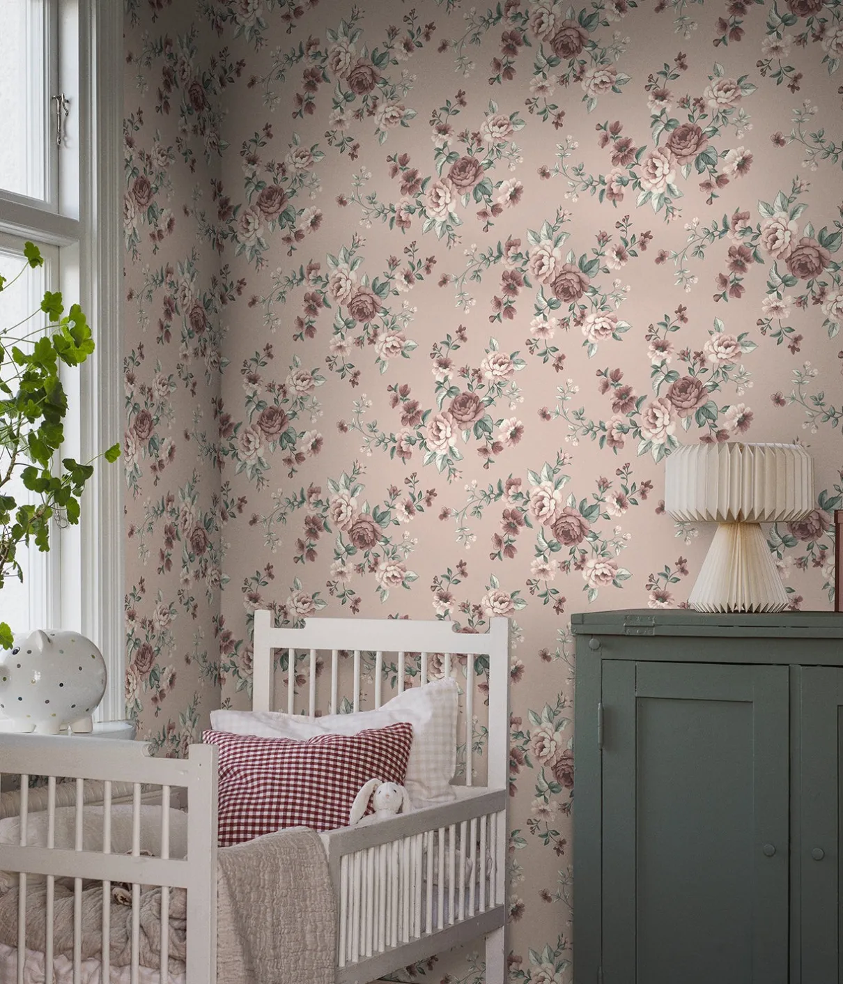 Nomi pink floral wallpaper sample