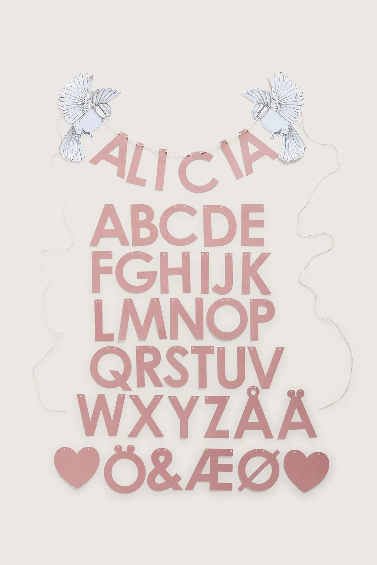 Pink garland with letters