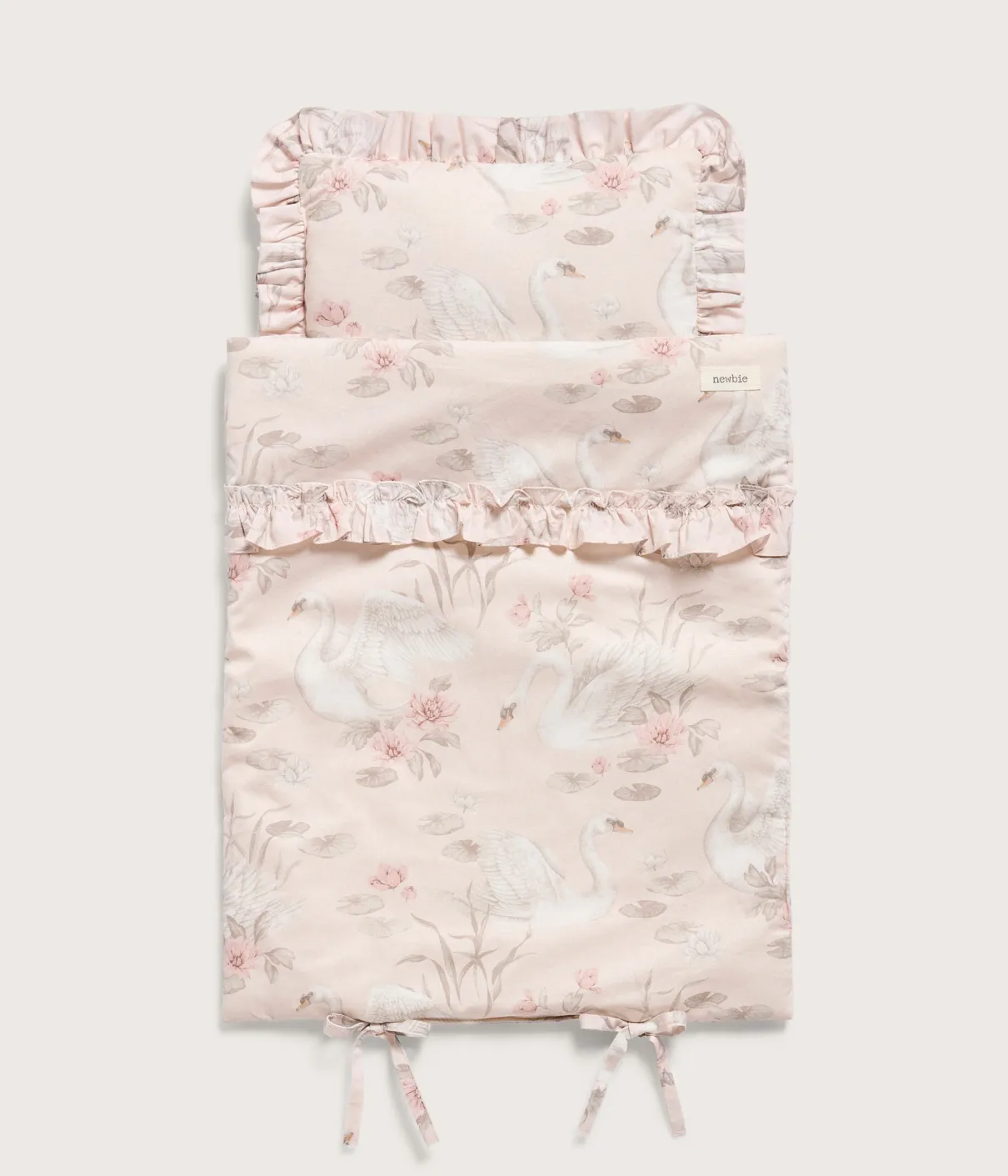 Pink swan lake doll bedding set