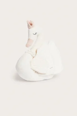 Swan‑shaped white cushion with crown