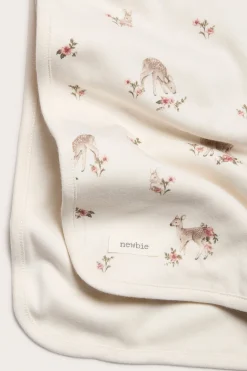 White double jersey deer patterned blanket
