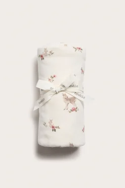 White double jersey deer patterned blanket