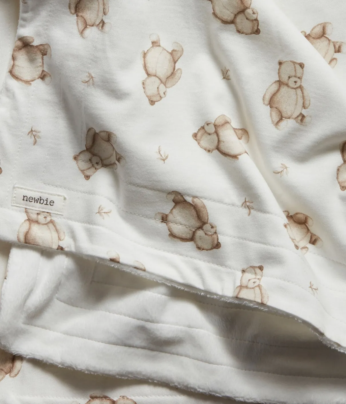 White teddy bear cot blanket