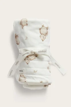 White teddy bear cot blanket