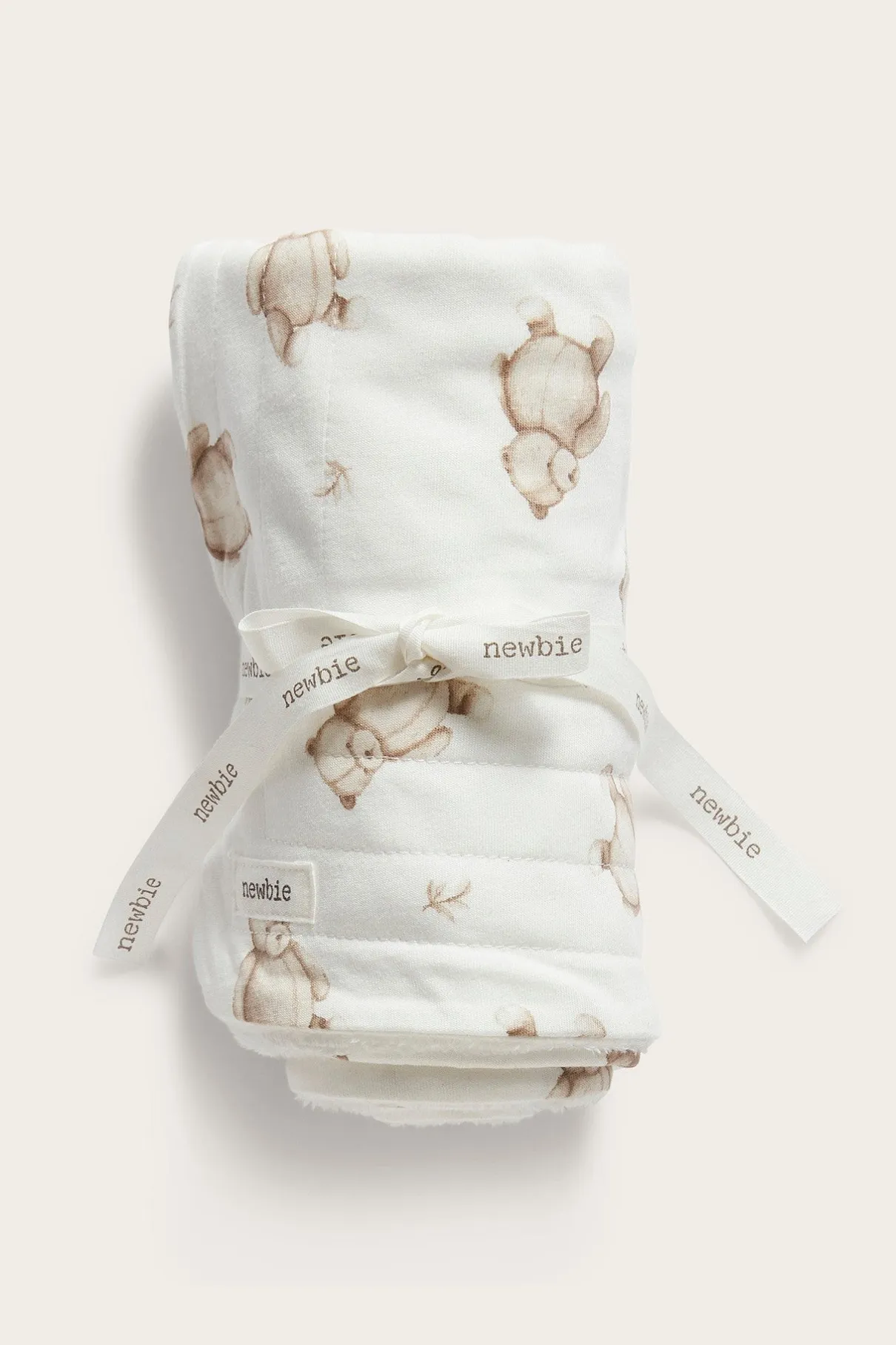 White teddy bear cot blanket