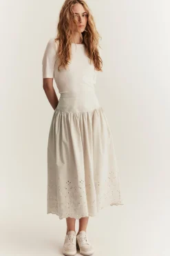 Women's beige embroidery skirt