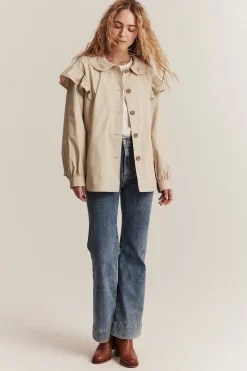 Women's beige short trench coat