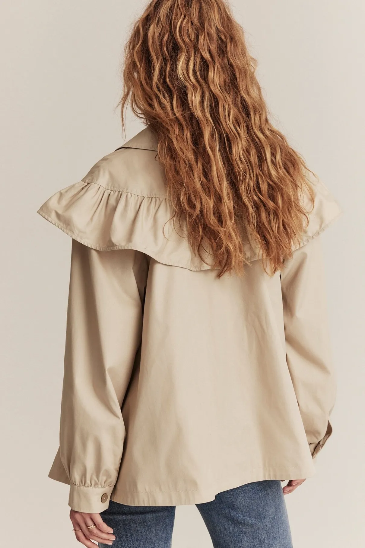 Women's beige short trench coat