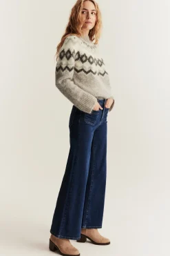 Women's beige wool and mohair-blend jumper