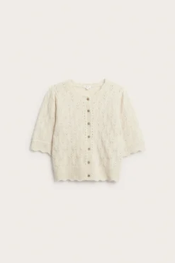 Women's beige wool blended cardigan