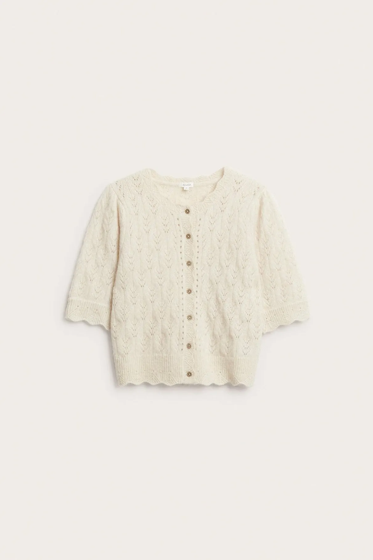 Women's beige wool blended cardigan