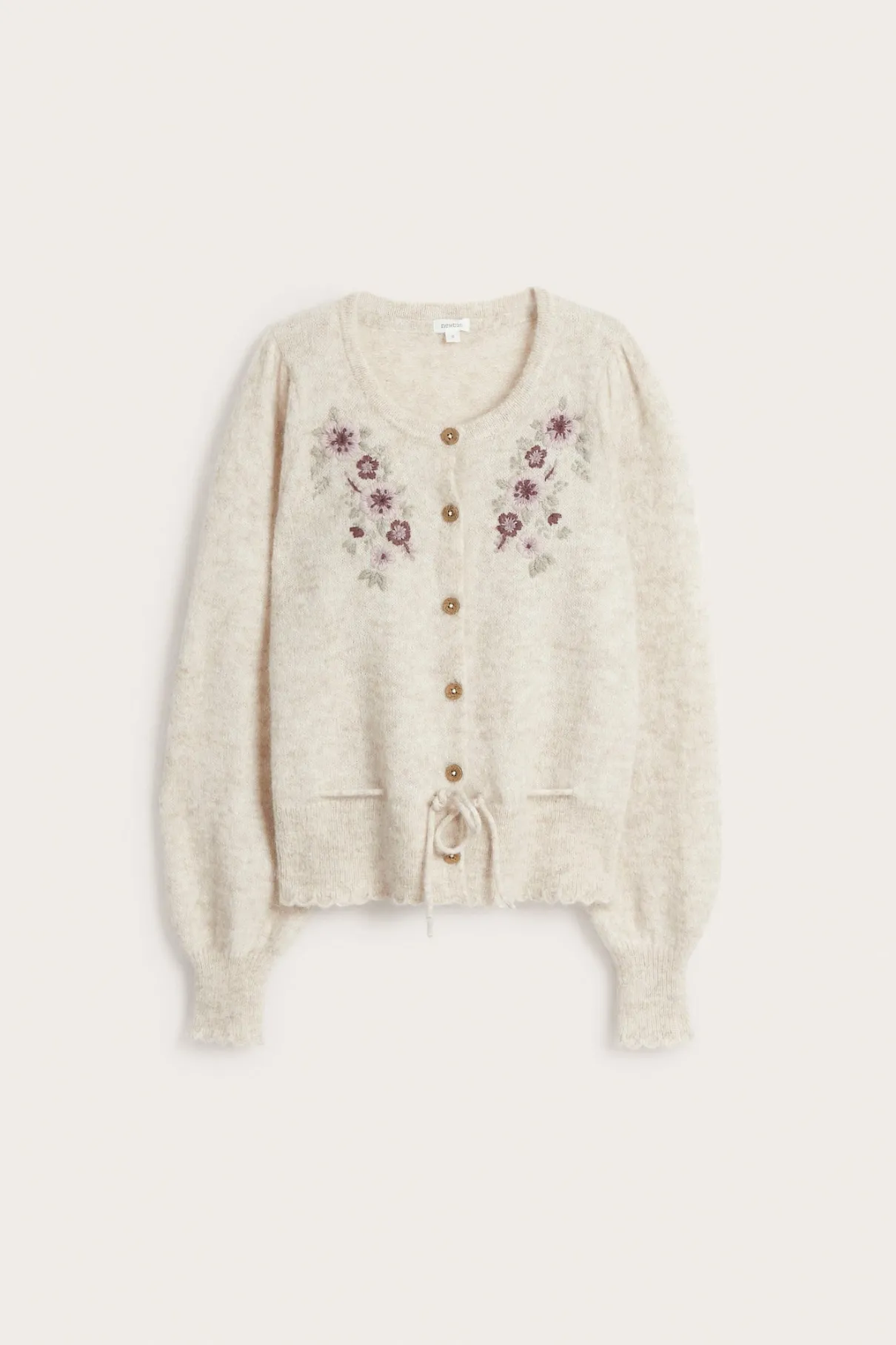 Women's beige wool blended cardigan