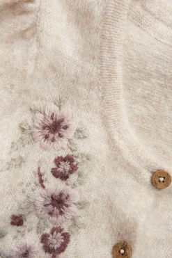 Women's beige wool blended cardigan